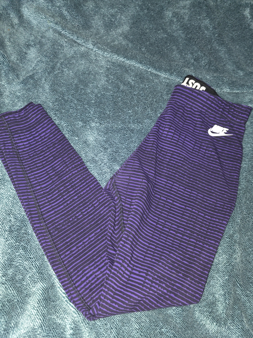 Nike Girls Purple and Black Striped Leggings